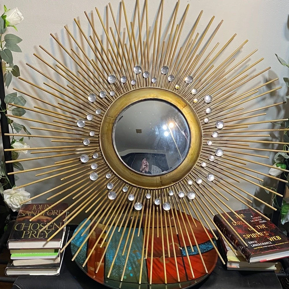 Radiant Gold Burst Wall Mirror